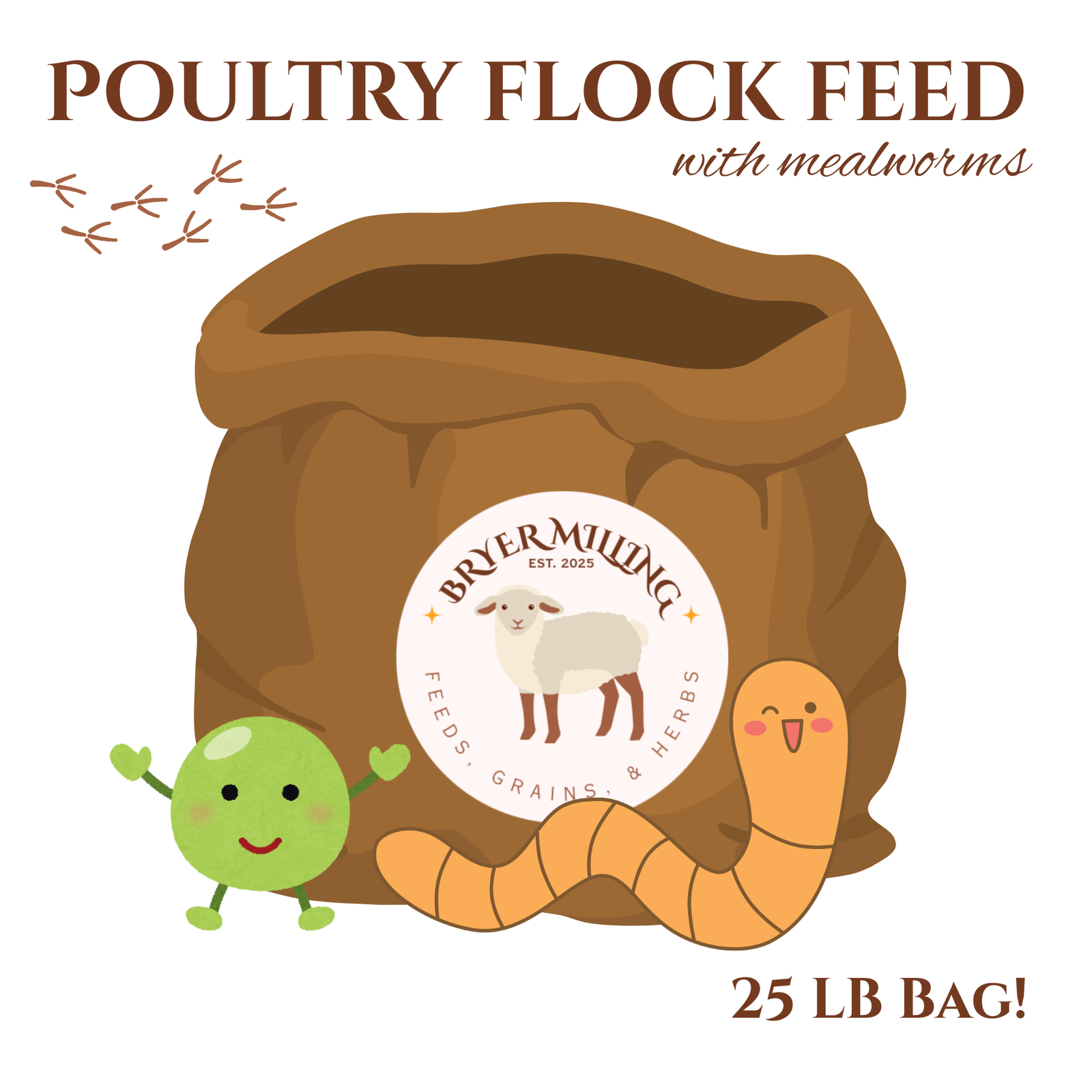 Poultry All Flock Feed (w/ Mealworms) 25LB Bag